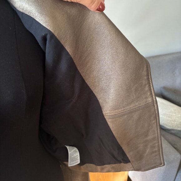 Banana Republic Metallic Leather Moto Jacket, MEDAL BRONZE Medium - Picture 12 of 15